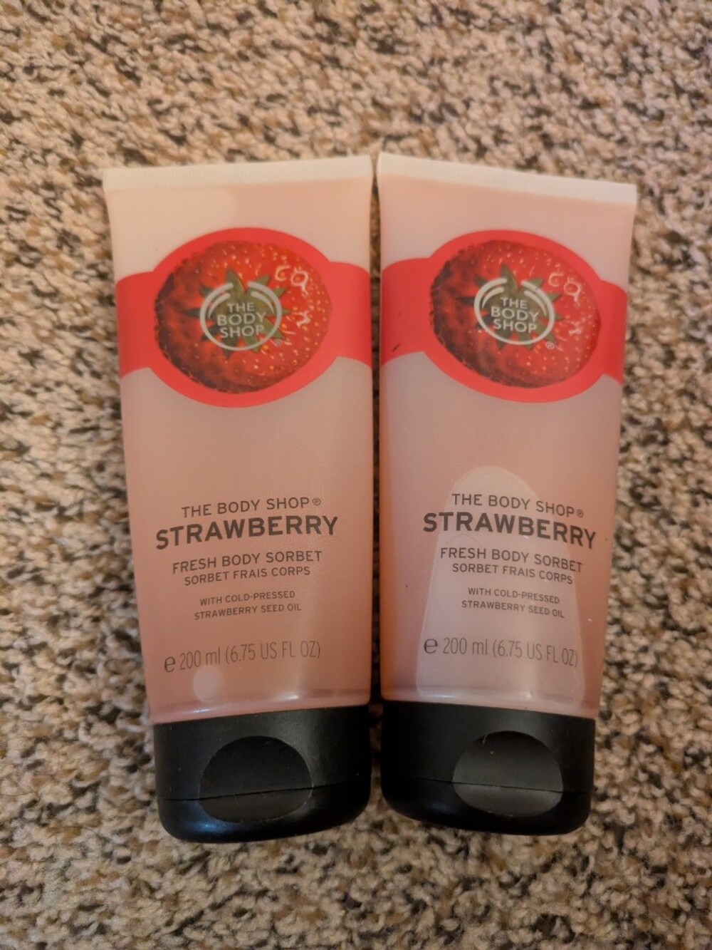 Lot Of 2 The Body Shop Body Sorbet In Strawberry Full Size Discontinued